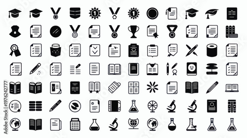 Set of 100 Education and Learning Icons Vector