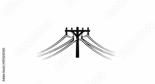 Stylized silhouette of a power pole with many overhead wires