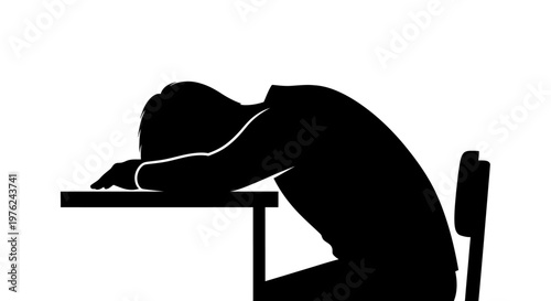 Person Sleeping at Desk, Tired Student, Overworked Business Person