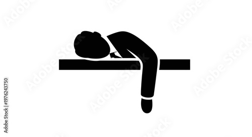 Person Sleeping on Desk Icon, Exhausted Businessman, Overworked Employee
