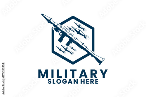 Military Vintage Logo Vector Template. Military with Rockets Logo Design Template