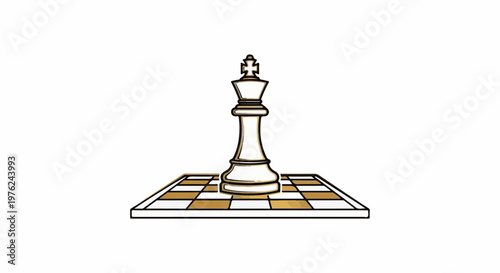 Stylized illustration of a single white chess king on a checkered board