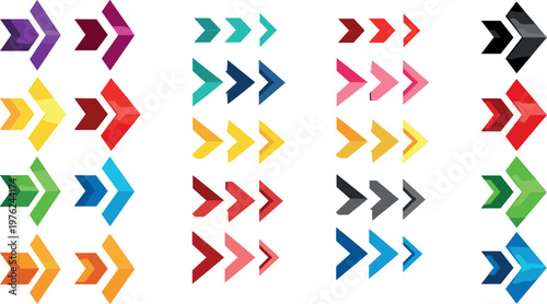 Colorful Chevron Arrow Collection Featuring Multi Directional Shapes for Navigation Infographic and Modern Business Design Elements