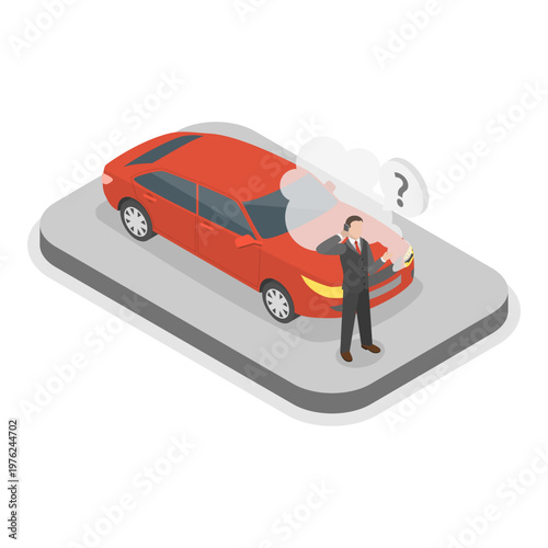 3D Isometric Flat Vector Illustration of Car Crash, Depicting Concept Of Road Accident. Item 3