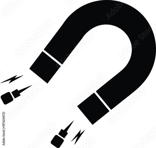 Magnet attracting small metallic objects with opposite polarity forces