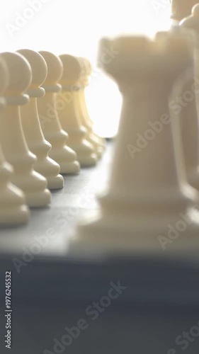 white chess pieces on board: Strategic growth and leadership concept