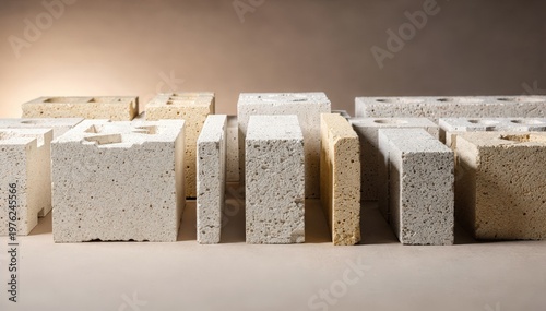 Medium shot capturing insulating refractory bricks arranged carefully focusing on lightweight materials designed to enhance thermal resistance in industrial kiln construction.