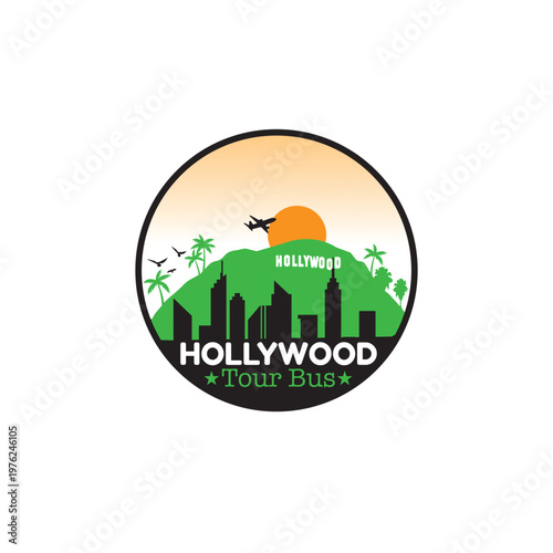 Hollywood tourist bus Logo design concept 2026