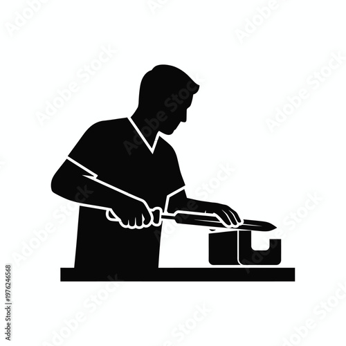 Old man playing chess on white background cartoon illustration