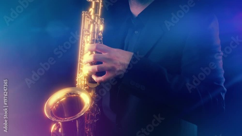 Man Plays The Saxophone At Concert
