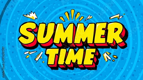 Summer Time Bright Cartoon Typography Playful Seasonal Illustration