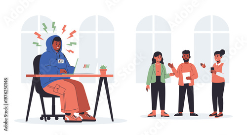 Remote teamwork, office collaboration, business communication, people icons