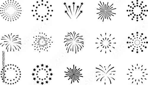 Fire works icon. Event thin line icon, confetti, decoration, fireworks, celebration, and party. Vector illustration !	