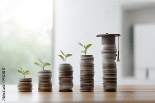 green plant growing to hat education for concept education and scholarships style paper cut