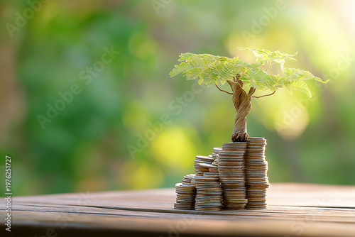 tree growing from coins for concept investment mutual fund finance and business