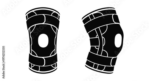Two knee braces in different orientations on transparent background silhouette
