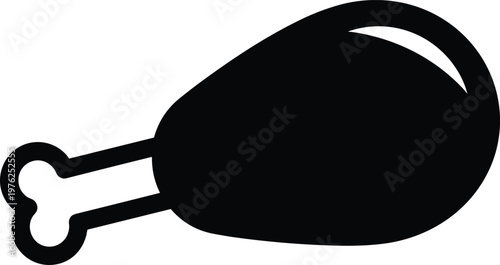 Black chicken leg icon isolated on transparent background vector graphic food symbol.