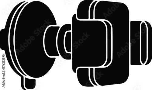 Silhouette adjustable car phone holder with suction cup mount vector design
