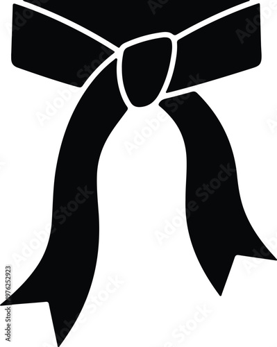 Silhouette black martial arts belt knot for karate or judo vector design