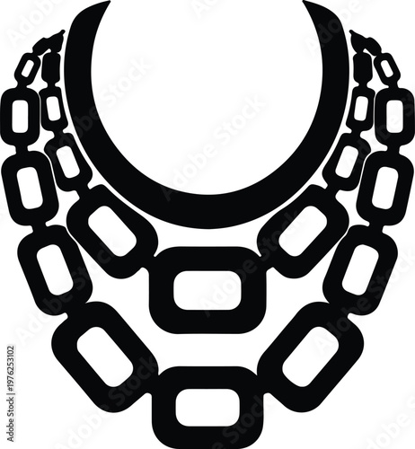 Silhouette chunky multi strand necklace with rectangular chain links vector design