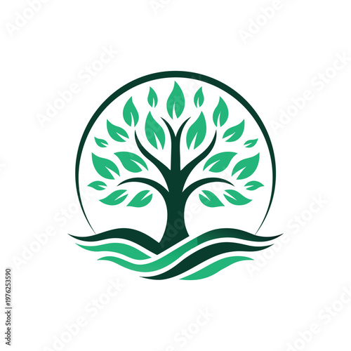 Modern eco-friendly logo collection featuring trees and leaf elements, perfect for sustainability, wellness, and environmental branding. 