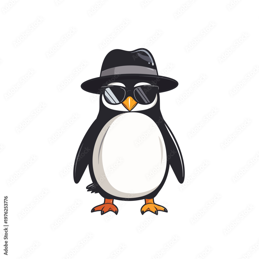 Obraz premium Penguin Wearing Hat And Glasses