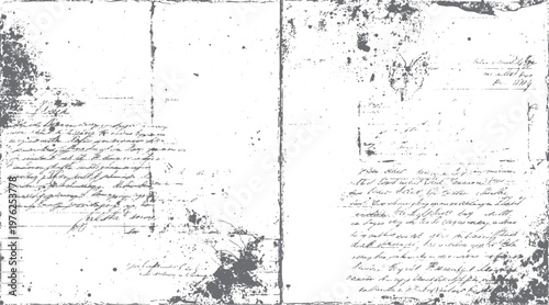 Photos Aged distressed paper with faded handwritten script and ink splatters vintage gr