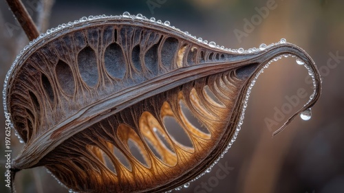 Close-up of a seed structure showing texture and natural patterns.