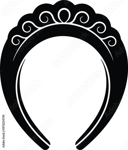 Silhouette of a traditional Russian kokoshnik headpiece for cultural apparel vector design