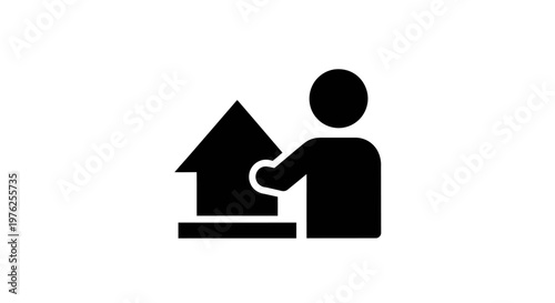 Person Holding Up House Icon Representing Property Investment and Homeownership