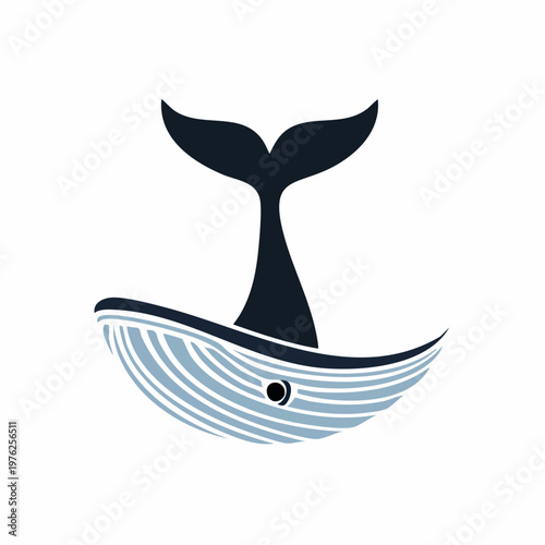 A simple, dark-colored whale tail fin against a bright white backdrop