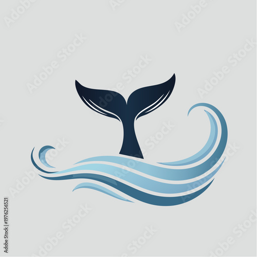 Minimalist whale tail graphic with a subtle gradient on a neutral background