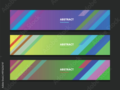Abstract Colorful Geometric Stripes Backgrounds Set - Vibrant Gradient Banners for Design Projects