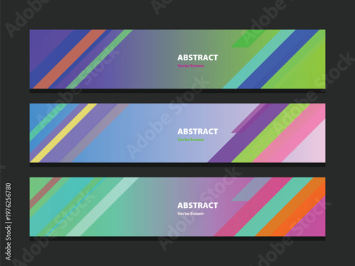 Geometric Abstract Backgrounds with Diagonal Stripes in a Gradient of Purple, Blue, and Green, Perfect for Modern Design