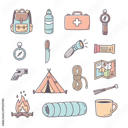 Camping and hiking icons and symbols.