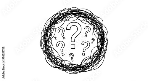 Confusion and uncertainty concept with question marks.