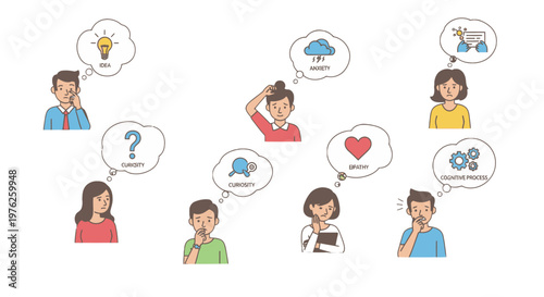 People thinking and expressing emotions.