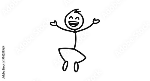 A stick figure jumping with joy.