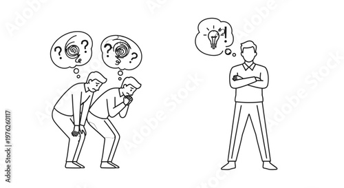 Confused businessmen discussing a problem.