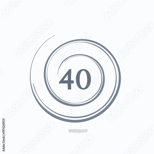 Abstract design with gray concentric circles and partial curved lines