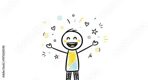 A cartoon character with a happy expression.