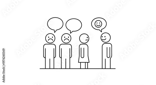 People talking with speech bubbles.