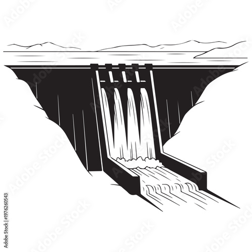 Powerful Waterfall Flowing Over a Large Dam