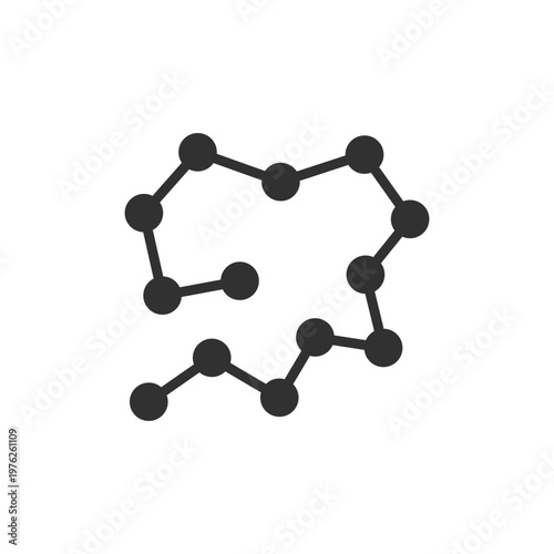 Molecular chain icon. Chemical compound and atomic connection concept. Monochrome black and white symbol