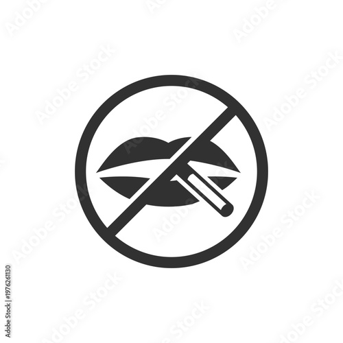 No smoking pipe icon. Tobacco pipe prohibition and smoking restriction. Monochrome black and white symbol