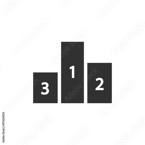 Podium with positions numbers icon. Ranking system and competition results. Monochrome black and white symbol