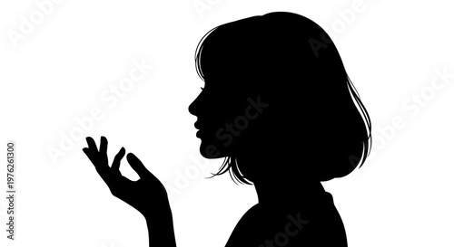 Silhouette of a Thoughtful Woman Pondering with Hand Raised
