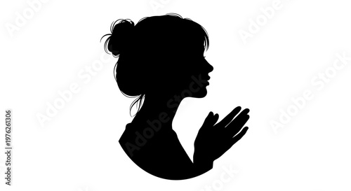Silhouette of a Woman Praying, Illustrating Faith, Hope, and Spiritual Devotion