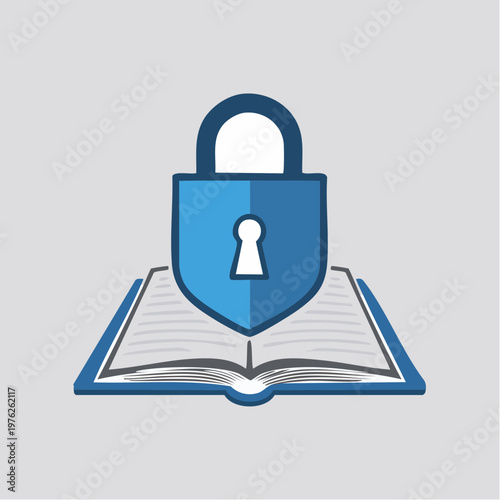 A blue padlock icon on a gray background, facing forward