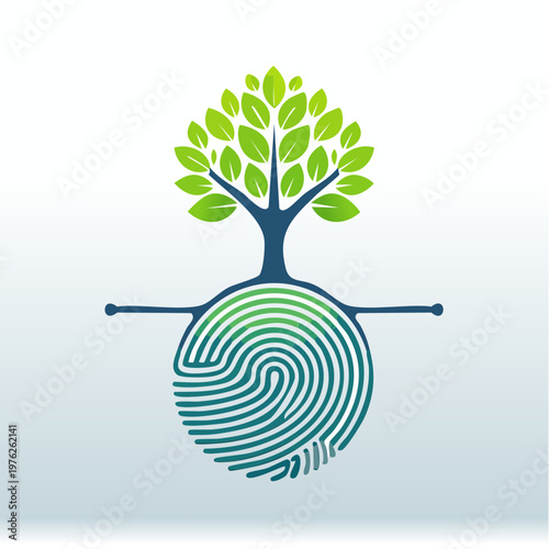 Simple illustration of a tree with green leaves on white background
